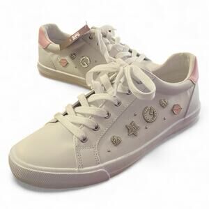 G by Guess Los Angeles Womens Sneakers 10M White Charms Low Top Shoes NEW